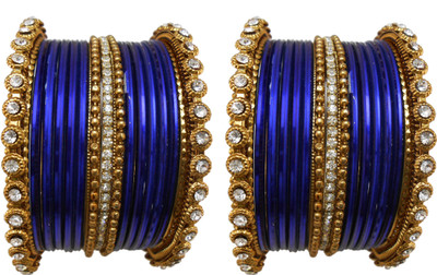 

My Design Alloy Gold-plated Bangle Set(Pack of 30), Blue