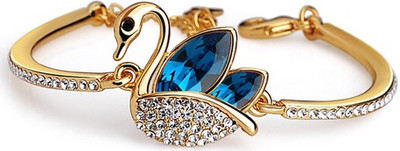 

Silver Shoppee Alloy Crystal Rhodium Bracelet, Blue;gold