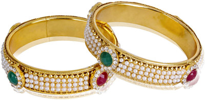 Shining Diva Alloy Gold-plated Bangle Set(Pack of 2)