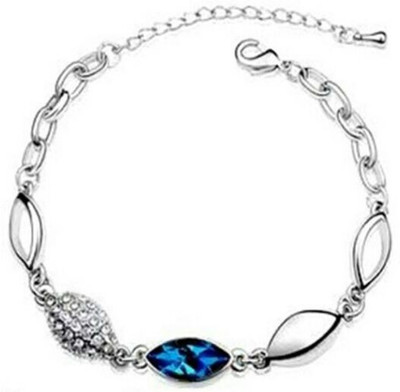 

University Trendz Alloy Crystal Rhodium Charm Bracelet, Blue