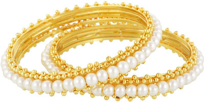 

RK City Shopping Plastic, Metal Enamel Bangle Set(Pack of 2), White