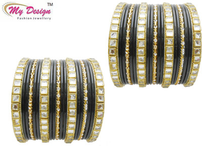 

My Design Lac Gold-plated Chudas(Pack of 38), Black