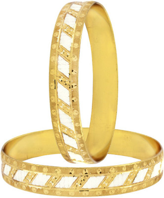 the jewelbox Brass Rhodium Bangle Set(Pack of 2)