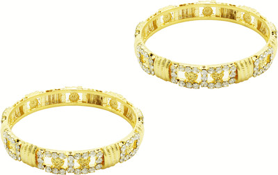 

Ishaani Alloy Cubic Zirconia Gold-plated Bangle Set(Pack of 2)