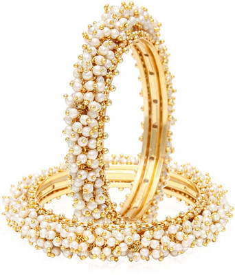 

Jewels Galaxy Alloy Bangle Set(Pack of 2), White