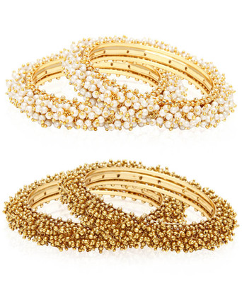 

Jewels Galaxy Alloy Bangle Set(Pack of 4), Gold