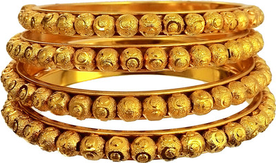 

Poonam Creation Alloy Rhodium Bangle Set(Pack of 4), Gold