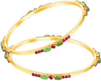 Mahi Alloy Gold-plated Bangle Set(Pack of 2), Pink;green;gold