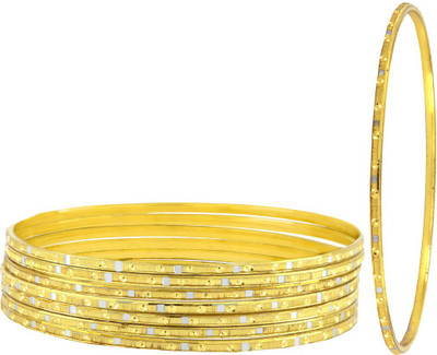 the jewelbox Brass Rhodium Bangle Set(Pack of 8)