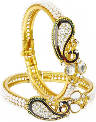 

Jewels Guru Alloy Pearl Gold-plated Bangle Set(Pack of 2), Multicolor