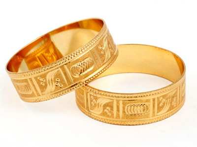 39% OFF on Ethnic Jewels Brass Yellow Gold Bangle Set(Pack of 2)