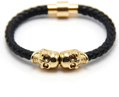 

Blacksmith Leather Gold-plated Bracelet, Black
