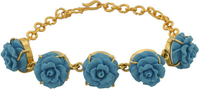 

Nisa Pearls Alloy Bracelet, Gold;blue