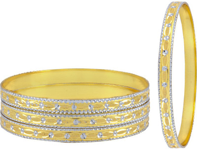 the jewelbox Brass Rhodium Bangle Set(Pack of 4)