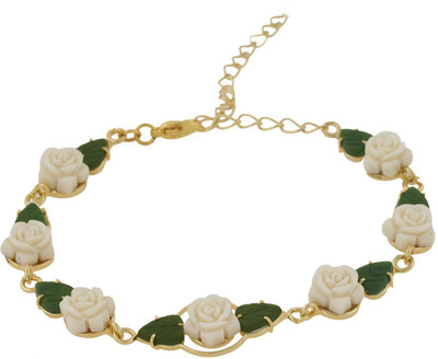 

Nisa Pearls Alloy Jade Bracelet, White;green
