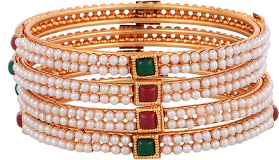 ZENEME Alloy Cubic Zirconia Bangle Set(Pack of 4)