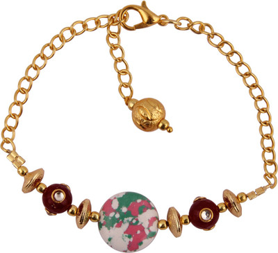 

Pearlz Ocean Alloy Jade Bracelet, Red;multicolor