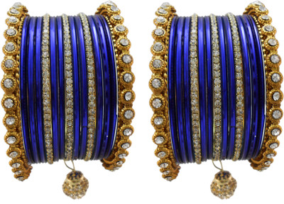

My Design Alloy Gold-plated Bangle Set(Pack of 34), Blue