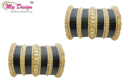 My Design Lac Gold-plated Chudas(Pack of 74), Black