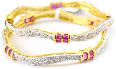 55% OFF on Affinity Alloy Cubic Zirconia Gold-plated Bangle Set(Pack of 2)