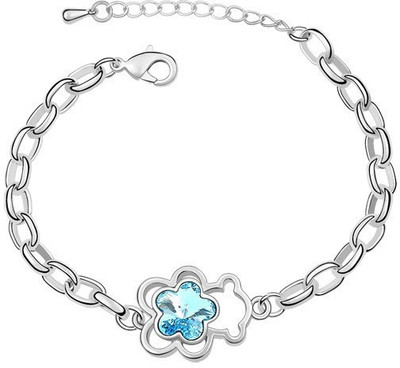 

Silver Shoppee Alloy Crystal Rhodium Bracelet, Blue;silver