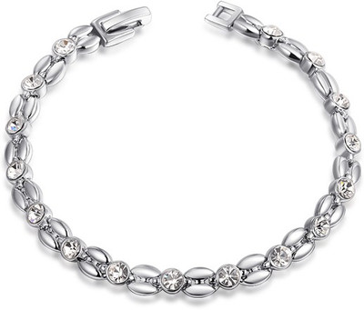 

Silver Shoppee Sterling Silver Crystal Gold-plated Bracelet, Silver;white