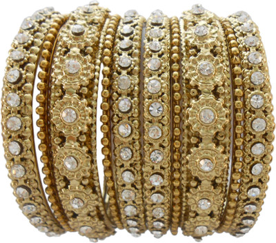 

My Design Alloy Gold-plated Bangle Set(Pack of 10), Gold;white