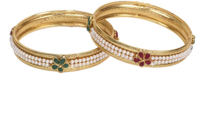 Shining Diva Alloy Gold-plated Bangle Set(Pack of 2)