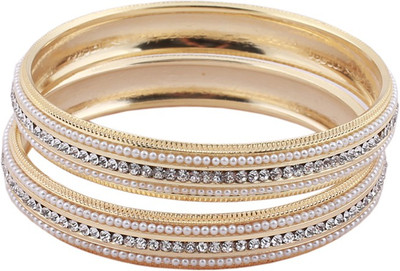 

Grace Jewels Alloy Pearl Gold-plated Bangle Set(Pack of 2)