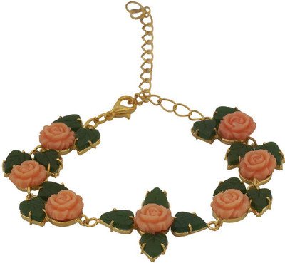 

Nisa Pearls Alloy Jade Bracelet, Pink;green