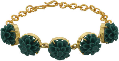 

Nisa Pearls Alloy Bracelet, Gold;green