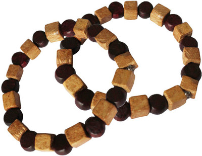 

Rich & Famous Wood Bracelet Set, Beige;brown