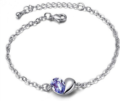 Silver Shoppee Alloy Crystal Rhodium Bracelet, Purple;silver