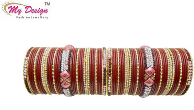

My Design Lac Gold-plated Chudas(Pack of 74), Maroon