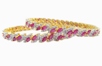 20% OFF on E-Designs Brass Cubic Zirconia Bangle Set(Pack of 2)