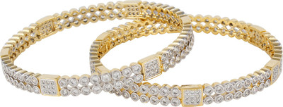 48% OFF on Affinity Silver, Alloy Cubic Zirconia Gold-plated Bangle Set(Pack of 2)
