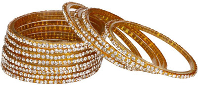 Somil Glass Crystal Bangle Set(Pack of 12)