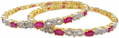 47% OFF on E-Designs Brass Cubic Zirconia Bangle Set(Pack of 2)