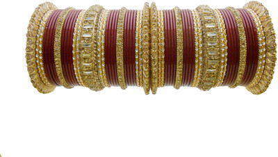

My Design Lac Gold-plated Bangle Set(Pack of 58), Maroon