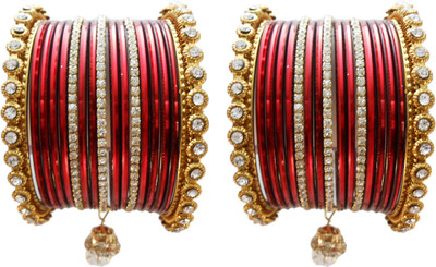 

My Design Alloy Gold-plated Chudas(Pack of 34), Maroon