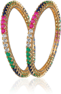 61% OFF on Alysa Silver, Alloy Cubic Zirconia Rhodium, Gold-plated Bangle Set(Pack of 2)