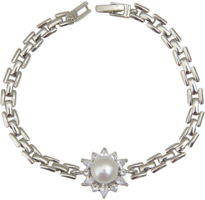 

Taj Pearl Alloy Pearl Bracelet, Silver