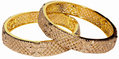55% OFF on Affinity Alloy Cubic Zirconia Gold-plated Bangle(Pack of 2)