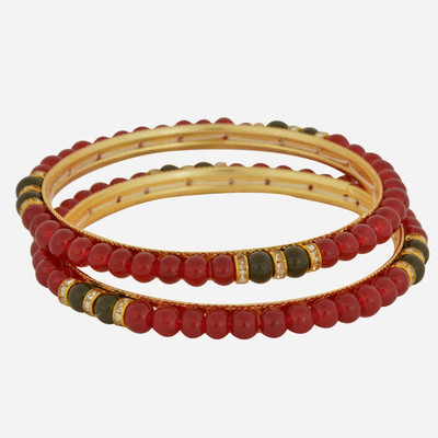 

Nisa Pearls Shell Pearl Bangle Set(Pack of 2), Multicolor