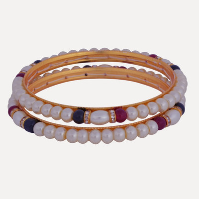 

Nisa Pearls Shell Pearl Bangle Set(Pack of 2), Multicolor