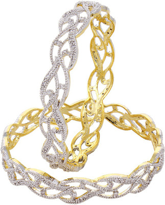 

Navya Alloy Cubic Zirconia Bangle Set(Pack of 2), Gold;silver