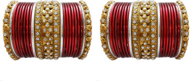 

My Design Alloy Gold-plated Bangle Set(Pack of 42), Maroon