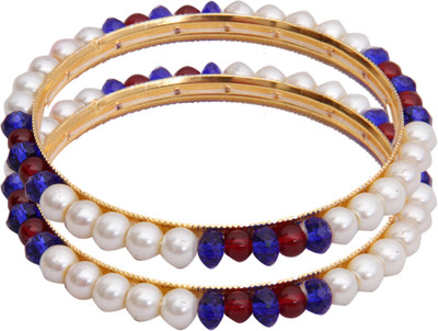 Classique Designer Jewellery Alloy Crystal Rhodium Bangle Set(Pack of 2)