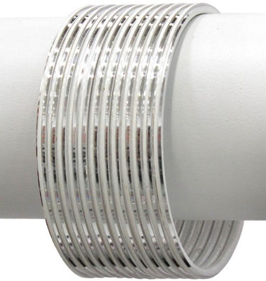 

Shiv_Jewels Metal Bangle Set(Pack of 12), Silver