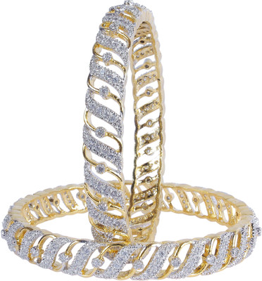 Muchmore Alloy Cubic Zirconia Gold-plated Bangle Set(Pack of 2)